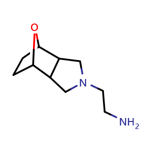 Chemical structure of 2-(octahydro-2H-4,7-epoxyisoindol-2-yl)ethan-1-amine , CAS 1201-21-4, AChemBlock P49409