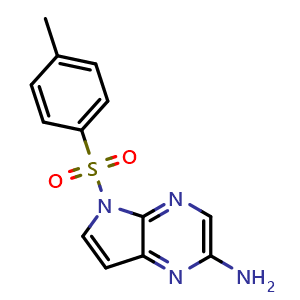 Chemical structure of 5-(p-tolylsulfonyl)pyrrolo[2,3-b]pyrazin-2-amine , CAS 1201187-46-3, AChemBlock P49410
