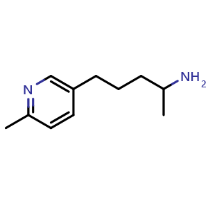 Chemical structure of 5-(6-methyl-3-pyridyl)pentan-2-amine , CAS 119981-23-6, AChemBlock P49413