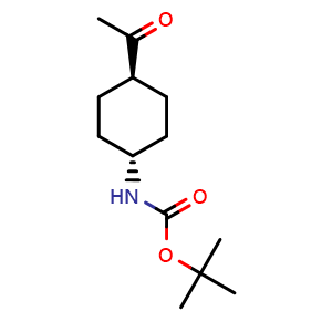 Chemical structure of tert-butyl N-[trans-4-acetylcyclohexyl]carbamate , CAS 1198355-02-0, AChemBlock P49422