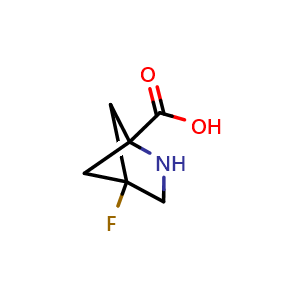 Chemical structure of 4-fluoro-2-azabicyclo[2.1.1]hexane-1-carboxylic acid , CAS 1196976-68-7, AChemBlock P49431
