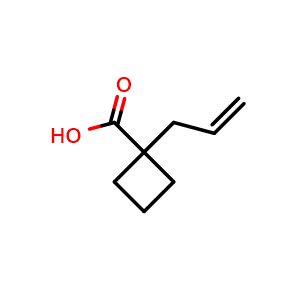 Chemical structure of 1-(prop-2-en-1-yl)cyclobutane-1-carboxylic acid , CAS 1193397-42-0, AChemBlock P49437