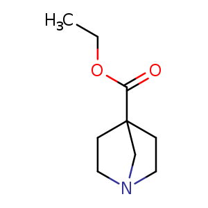 Chemical structure of ethyl 1-azabicyclo[2.2.1]heptane-4-carboxylate , CAS 119102-24-8, AChemBlock P49446