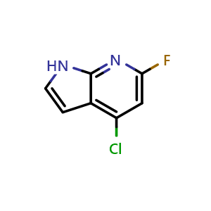 Chemical structure of 4-chloro-6-fluoro-1H-pyrrolo[2,3-b]pyridine , CAS 1190322-91-8, AChemBlock P49450
