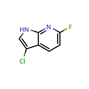 Chemical structure of 3-chloro-6-fluoro-1H-pyrrolo[2,3-b]pyridine , CAS 1190322-84-9, AChemBlock P49452