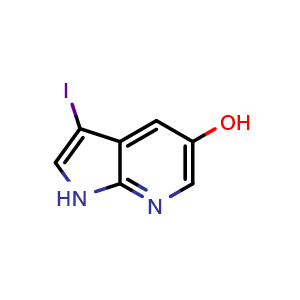 Chemical structure of 3-iodo-1H-pyrrolo[2,3-b]pyridin-5-ol , CAS 1190322-48-5, AChemBlock P49458