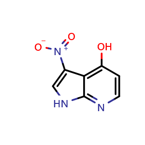 Chemical structure of 3-nitro-1H-pyrrolo[2,3-b]pyridin-4-ol , CAS 1190322-42-9, AChemBlock P49460