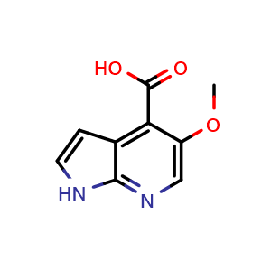 Chemical structure of 5-methoxy-1H-pyrrolo[2,3-b]pyridine-4-carboxylic acid , CAS 1190322-32-7, AChemBlock P49464