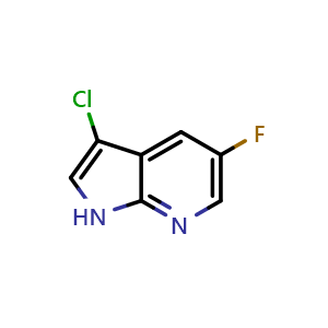 Chemical structure of 3-chloro-5-fluoro-1H-pyrrolo[2,3-b]pyridine , CAS 1190321-60-8, AChemBlock P49477