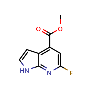 Chemical structure of methyl 6-fluoro-1H-pyrrolo[2,3-b]pyridine-4-carboxylate , CAS 1190321-57-3, AChemBlock P49478