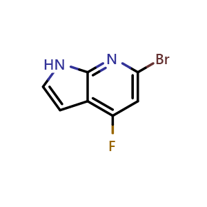 Chemical structure of 6-bromo-4-fluoro-1H-pyrrolo[2,3-b]pyridine , CAS 1190321-36-8, AChemBlock P49481