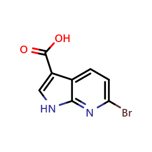 Chemical structure of 6-bromo-1H-pyrrolo[2,3-b]pyridine-3-carboxylic acid , CAS 1190321-20-0, AChemBlock P49485