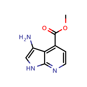 Chemical structure of methyl 3-amino-1H-pyrrolo[2,3-b]pyridine-4-carboxylate , CAS 1190321-19-7, AChemBlock P49486