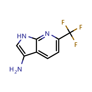 Chemical structure of 6-(trifluoromethyl)-1H-pyrrolo[2,3-b]pyridin-3-amine , CAS 1190320-36-5, AChemBlock P49505