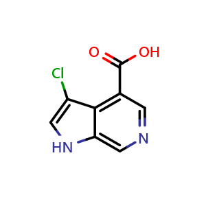 Chemical structure of 3-chloro-1H-pyrrolo[2,3-c]pyridine-4-carboxylic acid , CAS 1190320-29-6, AChemBlock P49506