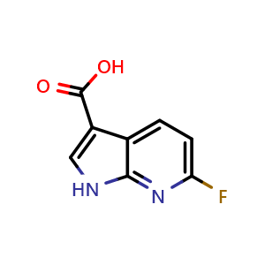 Chemical structure of 6-fluoro-1H-pyrrolo[2,3-b]pyridine-3-carboxylic acid , CAS 1190319-97-1, AChemBlock P49509