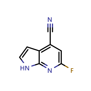 Chemical structure of 6-fluoro-1H-pyrrolo[2,3-b]pyridine-4-carbonitrile , CAS 1190318-70-7, AChemBlock P49523