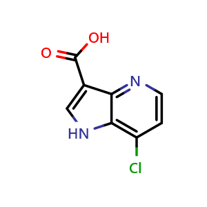Chemical structure of 7-chloro-1H-pyrrolo[3,2-b]pyridine-3-carboxylic acid , CAS 1190315-20-8, AChemBlock P49562