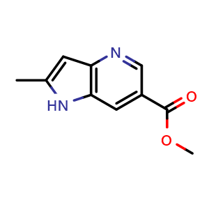 Chemical structure of methyl 2-methyl-1H-pyrrolo[3,2-b]pyridine-6-carboxylate , CAS 1190312-97-0, AChemBlock P49586