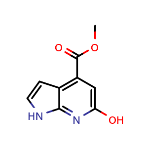 Chemical structure of methyl 6-hydroxy-1H-pyrrolo[2,3-b]pyridine-4-carboxylate , CAS 1190312-46-9, AChemBlock P49587