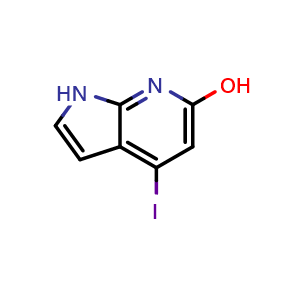 Chemical structure of 4-iodo-1H-pyrrolo[2,3-b]pyridin-6-ol , CAS 1190310-48-5, AChemBlock P49602