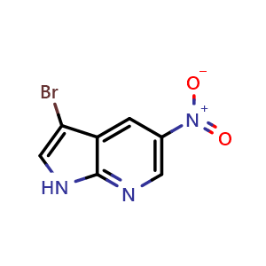 Chemical structure of 3-bromo-5-nitro-1H-pyrrolo[2,3-b]pyridine , CAS 1190309-83-1, AChemBlock P49613