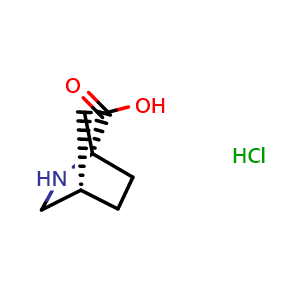 Chemical structure of (1R,4S)-2-azabicyclo[2.2.1]heptane-1-carboxylic acid hydrochloride , CAS 1186506-98-8, AChemBlock P49630