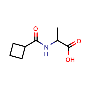 Chemical structure of 2-(cyclobutylformamido)propanoic acid , CAS 118636-34-3, AChemBlock P49633