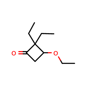 Chemical structure of 3-ethoxy-2,2-diethylcyclobutan-1-one , CAS 1182842-99-4, AChemBlock P49641