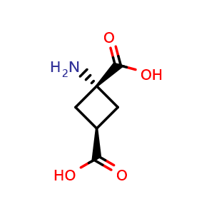 Chemical structure of (1r,3r)-1-aminocyclobutane-1,3-dicarboxylic acid , CAS 117488-23-0, AChemBlock P49657