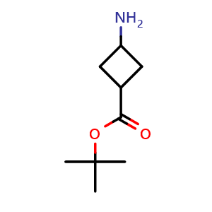 Chemical structure of tert-butyl 3-aminocyclobutane-1-carboxylate , CAS 1173205-83-8, AChemBlock P49663