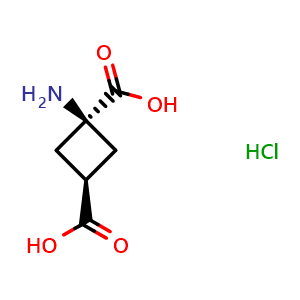 Chemical structure of (1s,3s)-1-aminocyclobutane-1,3-dicarboxylic acid hydrochloride , CAS 116129-08-9, AChemBlock P49694