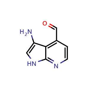 Chemical structure of 3-amino-1H-pyrrolo[2,3-b]pyridine-4-carbaldehyde , CAS 1159982-19-0, AChemBlock P49702