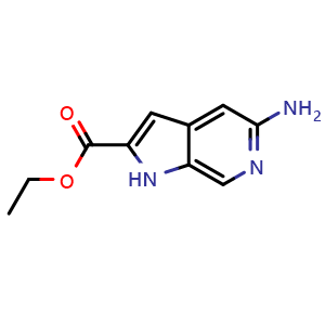 Chemical structure of Ethyl 5-amino-1H-pyrrolo[2,3-c]pyridine-2-carboxylate , CAS 1127423-83-9, AChemBlock P49757