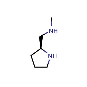 Chemical structure of N-methyl-1-[(2S)-pyrrolidin-2-yl]methanamine , CAS 110638-61-4, AChemBlock P49799