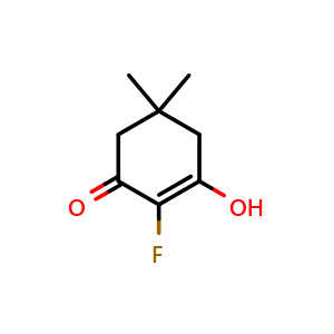 Chemical structure of 2-fluoro-3-hydroxy-5,5-dimethylcyclohex-2-en-1-one , CAS 109801-21-0, AChemBlock P49808