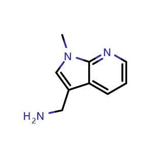 Chemical structure of {1-methyl-1H-pyrrolo[2,3-b]pyridin-3-yl}methanamine , CAS 1092309-87-9, AChemBlock P49823