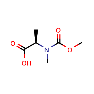 Chemical structure of (2R)-2-[(methoxycarbonyl)(methyl)amino]propanoic acid , CAS 1085528-20-6, AChemBlock P49839