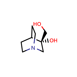 Chemical structure of (3S)-3-(hydroxymethyl)-1-azabicyclo[2.2.2]octan-3-ol , CAS 107770-17-2, AChemBlock P49855