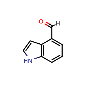 Chemical structure of 1H-indole-4-carbaldehyde , CAS 1074-86-8, AChemBlock P49857