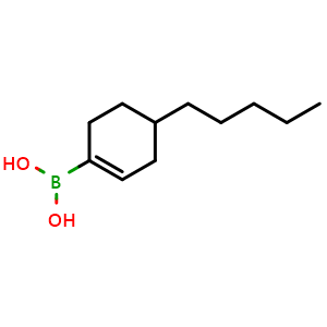 Chemical structure of (4-pentylcyclohex-1-en-1-yl)boronic acid , CAS 1072946-31-6, AChemBlock P49867