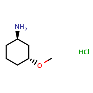 Chemical structure of trans-3-methoxycyclohexanamine;hydrochloride , CAS 1067908-49-9, AChemBlock P49873