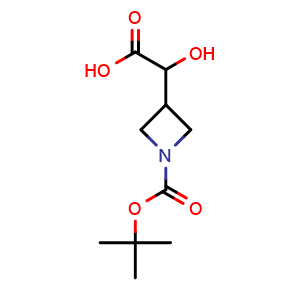Chemical structure of 2-{1-[(tert-butoxy)carbonyl]azetidin-3-yl}-2-hydroxyacetic acid , CAS 1067239-25-1, AChemBlock P49874