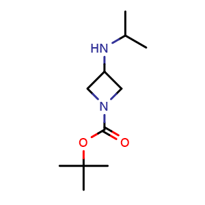 Chemical structure of tert-butyl 3-[(propan-2-yl)amino]azetidine-1-carboxylate , CAS 1033716-68-5, AChemBlock P49934
