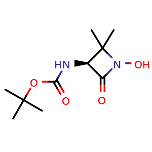 Chemical structure of tert-butyl N-[(3S)-1-hydroxy-2,2-dimethyl-4-oxoazetidin-3-yl]carbamate , CAS 102507-31-3, AChemBlock P49955