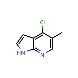 Chemical structure of 4-chloro-5-methyl-1H-pyrrolo[2,3-b]pyridine , CAS 1020056-56-7, AChemBlock P49968