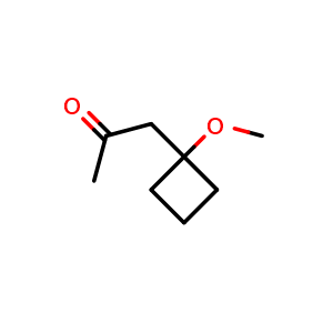 Chemical structure of 1-(1-methoxycyclobutyl)propan-2-one , CAS 101974-56-5, AChemBlock P49971