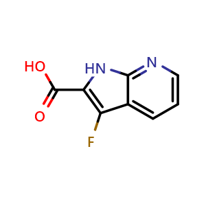 Chemical structure of 3-fluoro-1H-pyrrolo[2,3-b]pyridine-2-carboxylic acid , CAS 1016241-78-3, AChemBlock P49980