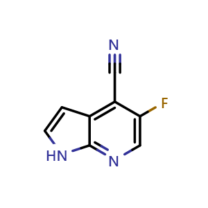 Chemical structure of 5-fluoro-1H-pyrrolo[2,3-b]pyridine-4-carbonitrile , CAS 1015610-15-7, AChemBlock P49987