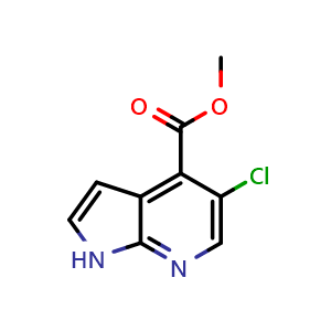 Chemical structure of methyl 5-chloro-1H-pyrrolo[2,3-b]pyridine-4-carboxylate , CAS 1015609-99-0, AChemBlock P49988